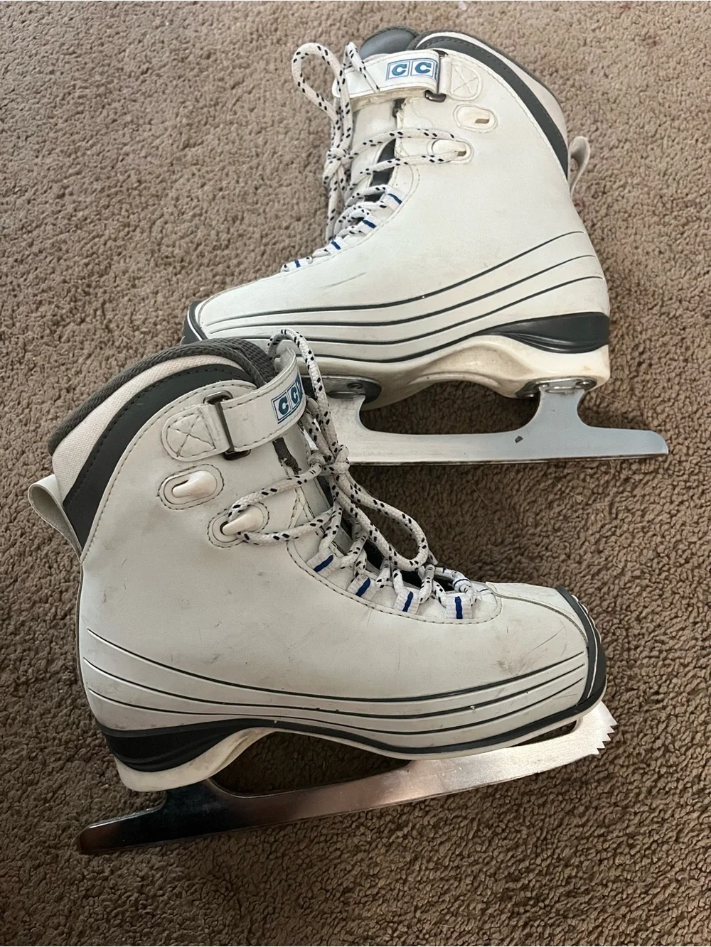 CCM White and Ice Skates with Navy Accents